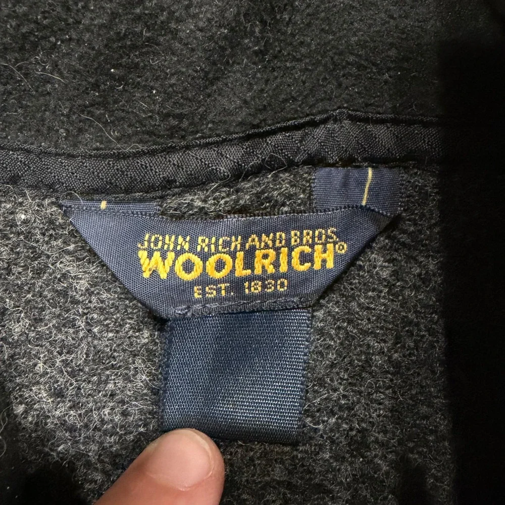 Woolrich John Rich & Bros Mens Wool Blend Full Zip Vest Gray Black M